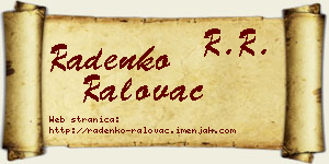 Radenko Ralovac vizit kartica